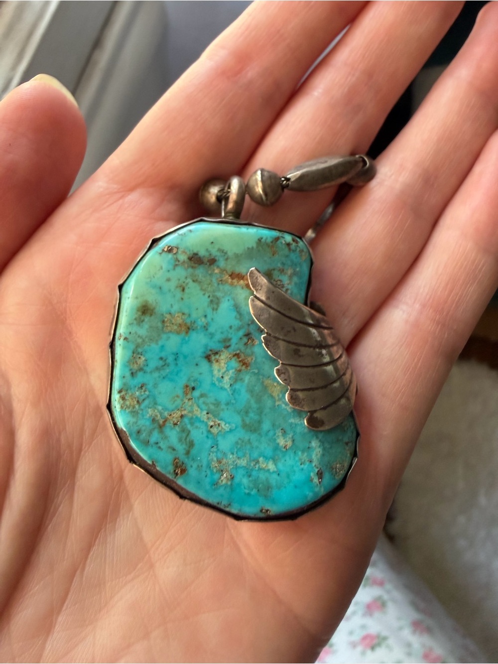 Gorgeous Vintage Navajo Diné Morenci Turquoise Silver Beaded Necklace 🔥🔥 - Picture 15 of 16